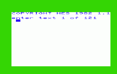 HES Writer screenshot 1 for Vic-20